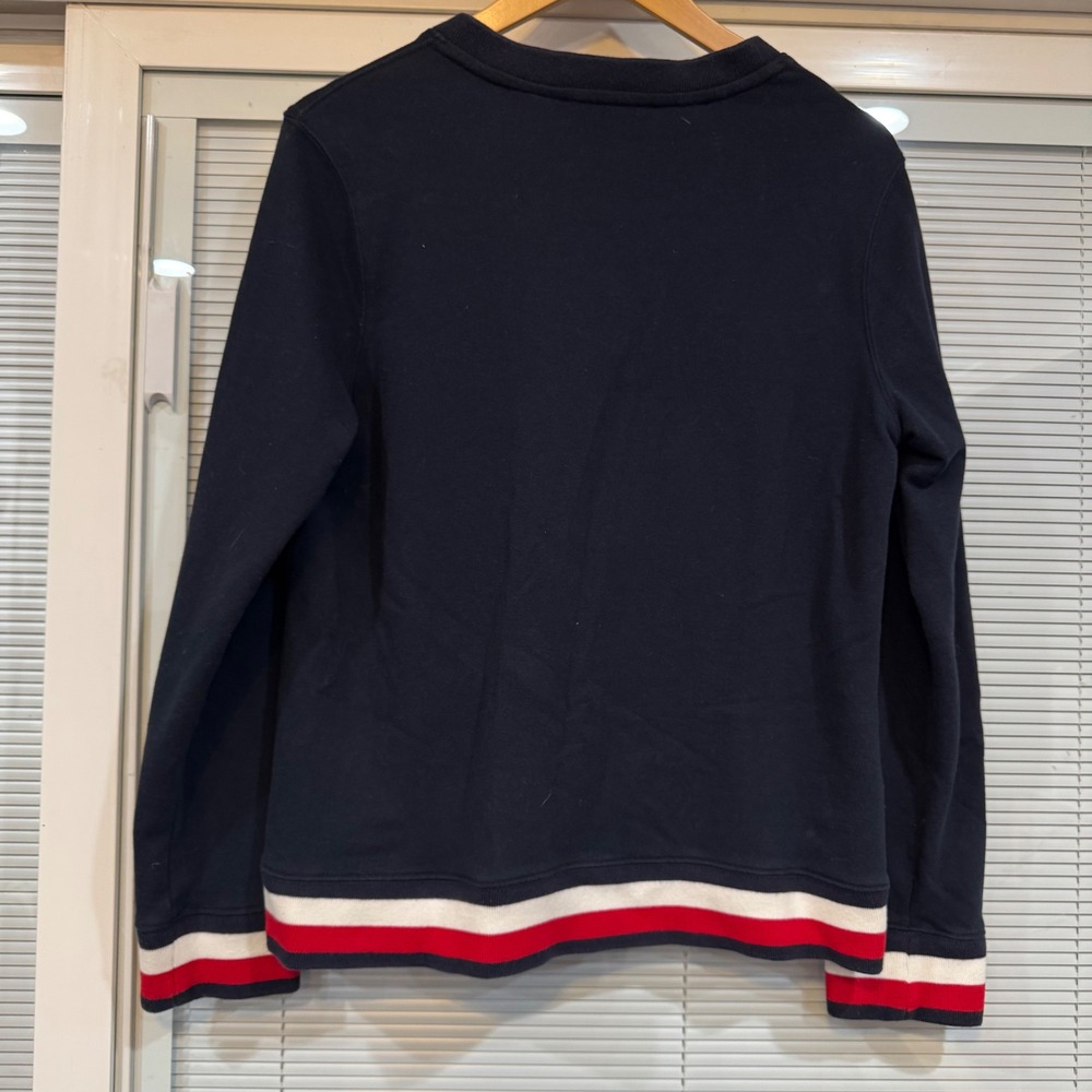 Tommy Hilfiger Womens Navy Blue Lace Up Sweatshirt Striped Hem TJIKGK059C L - Picture 3 of 11